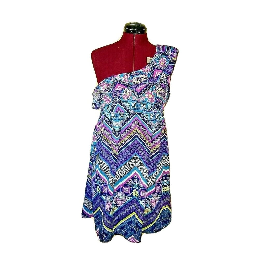 No Boundaries Top XL Women One Shoulder Ruffle Neck Elastic Waist Casual